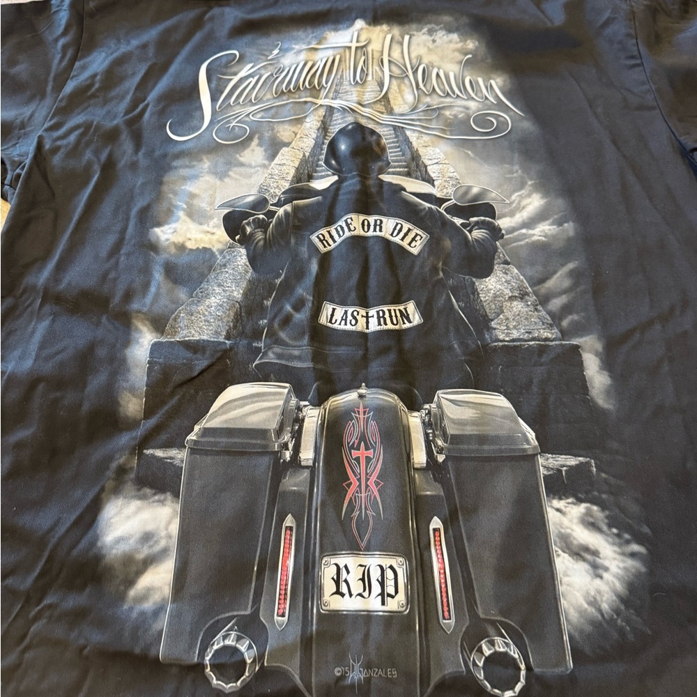 XL Ride or Die David Gonzales Art  button up shirt short sleeves